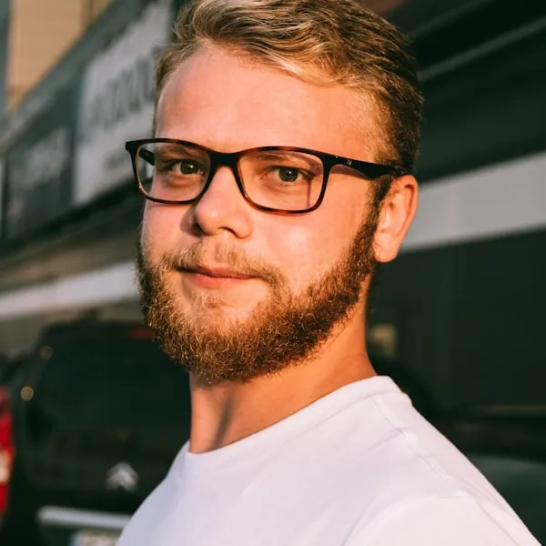Male customer portrait wearing glasses