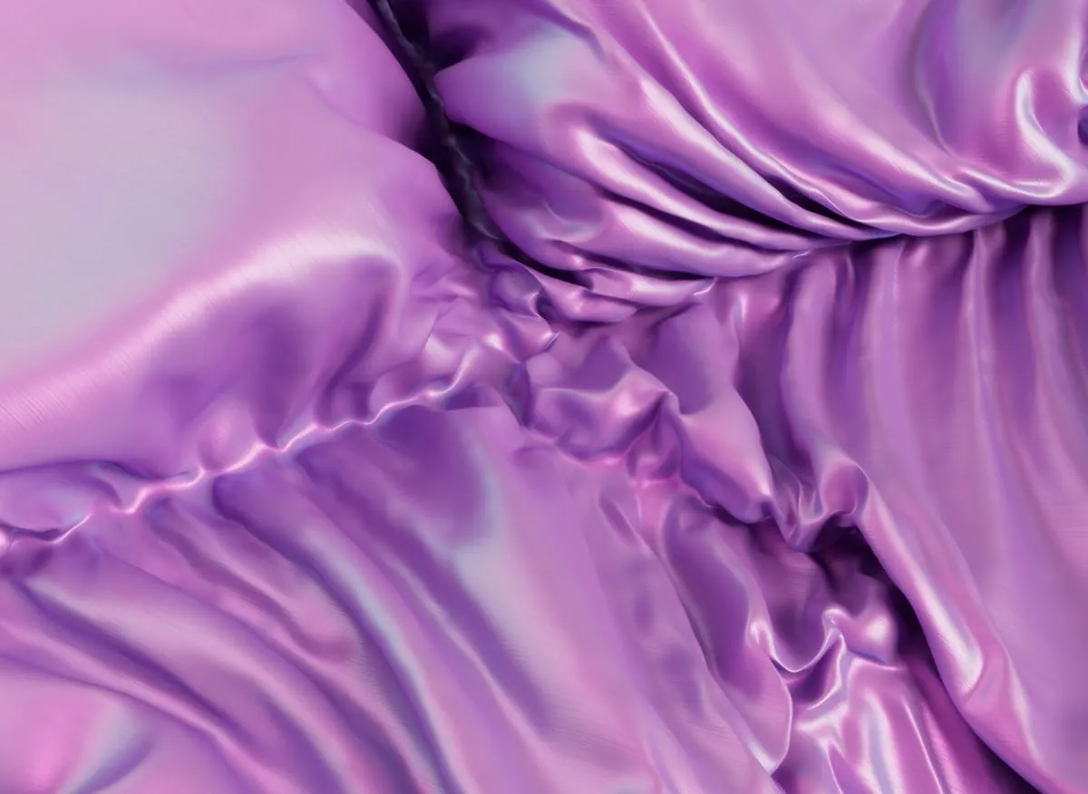 Lavender satin with detailed gathered texture