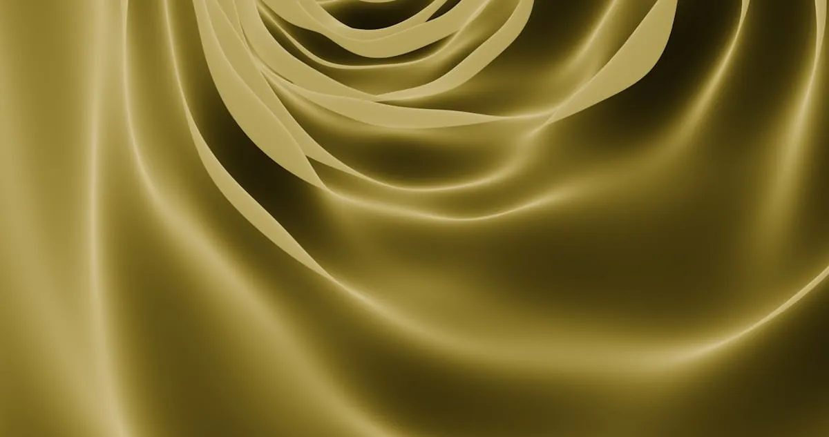 Olive-gold satin fabric arranged in a circular fold